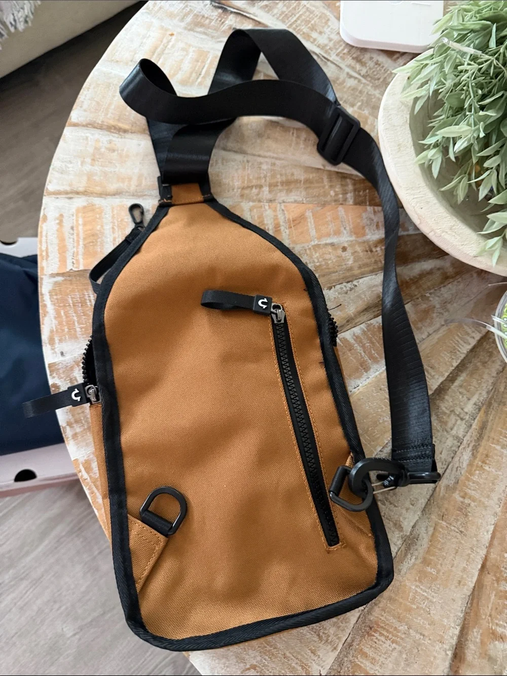 True Religion Tan & Black Sling Bag